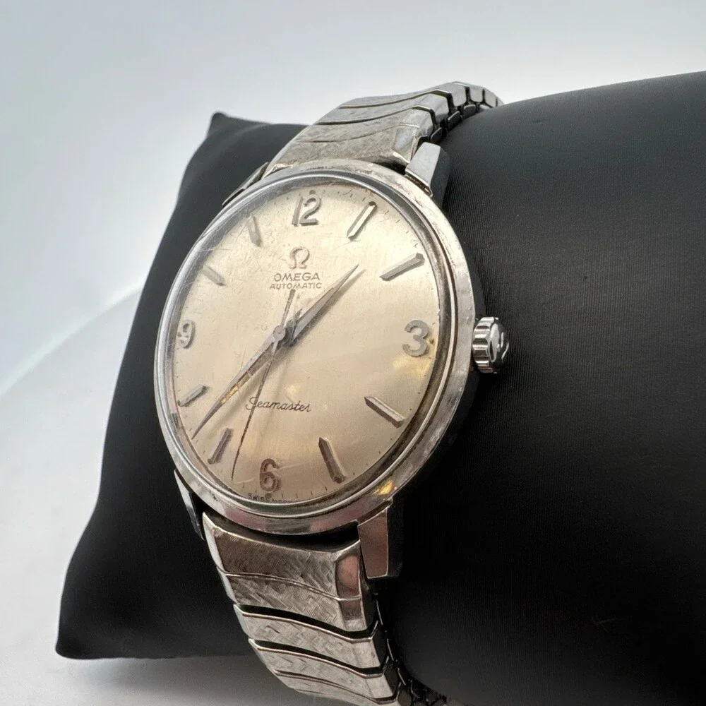 Omega Seamaster Automatic Stainless Steel 10k Gold Filled Flex Band Men's Watch
